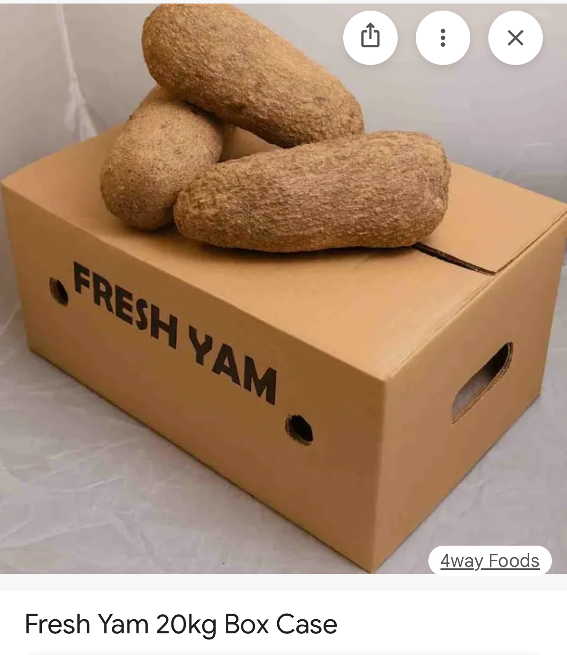 Fresh Yam 20kg Box Case