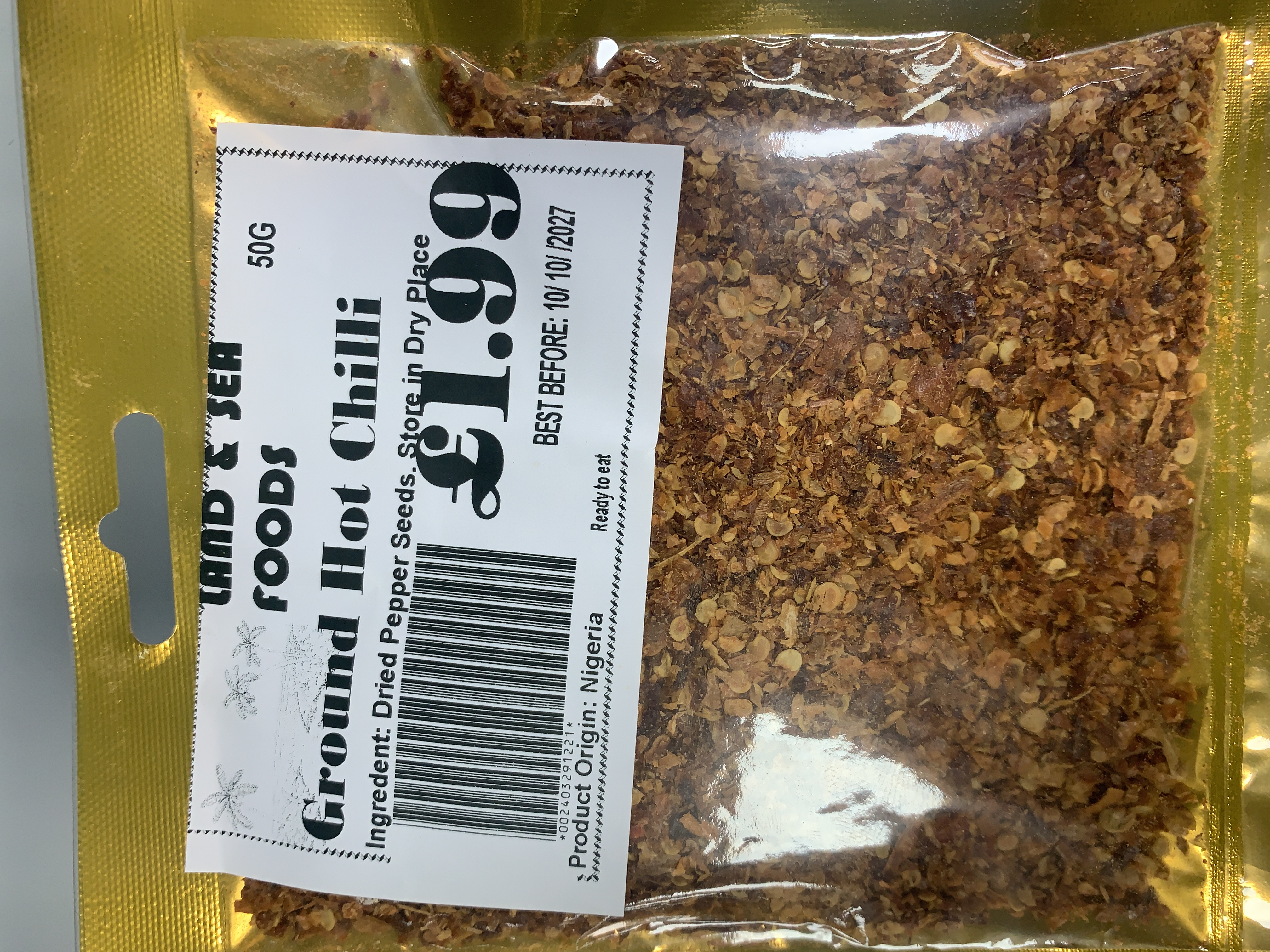 Land & Sea Ground Hot Chilli 50g